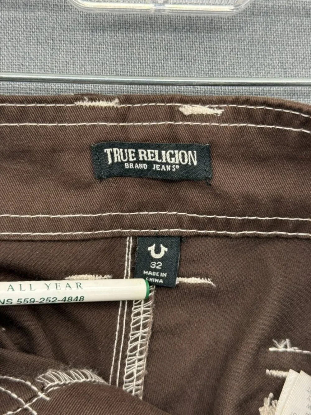 True Religion Military SN Cargo Pants Mens 32x30 Brown Flap Pockets Workwear